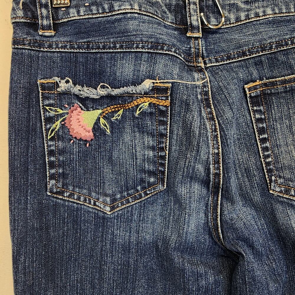 Bandolino Womens Floral Embroidered Jeans Size 8 30" Frayed Pockets Vintage Y2K - Picture 4 of 11